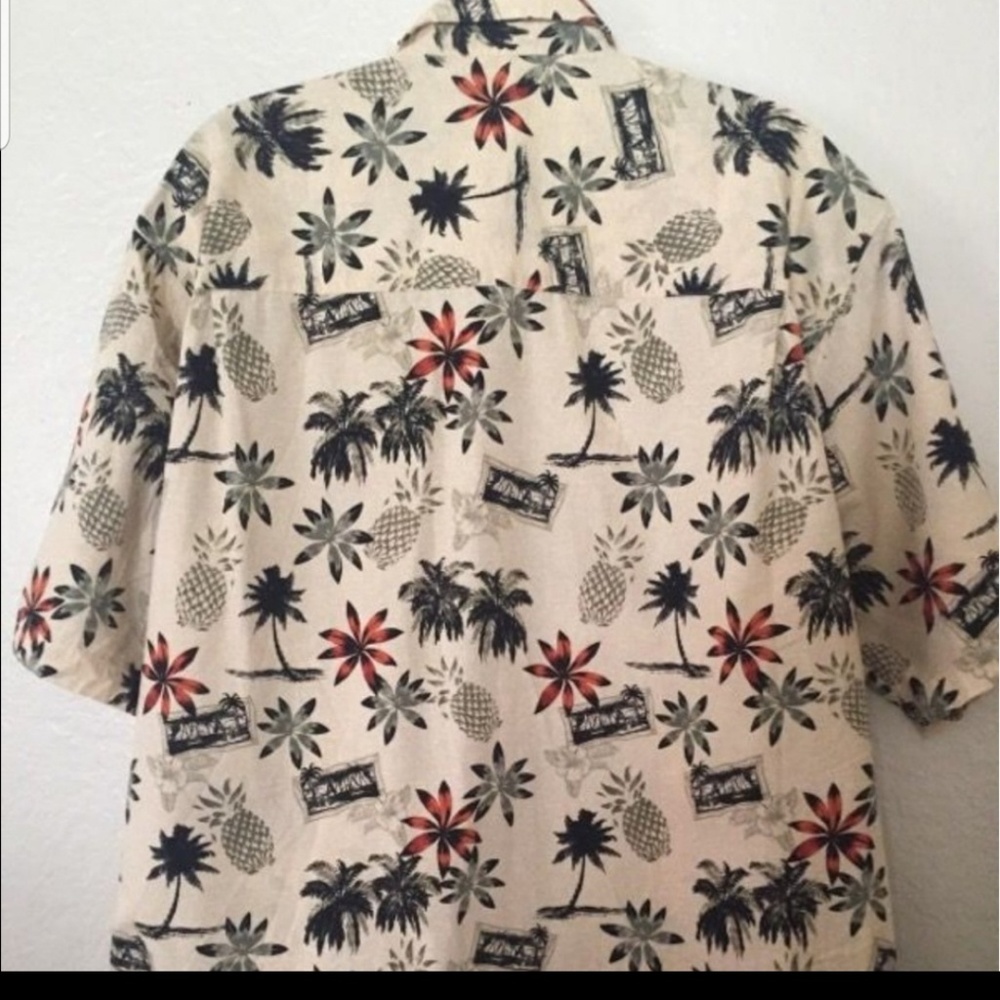 Tropical mens button up shirt palms and pineapple